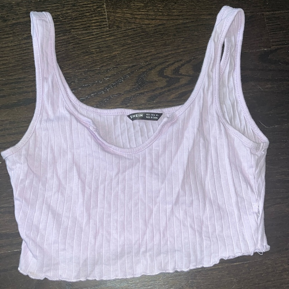 Shein Notched neck lettuce trim tank top